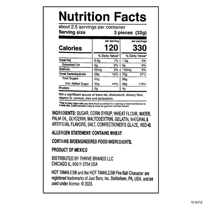 3 oz. Hot Tamales Filled Cinnamon Flavor Rope Candy - 12 Pc.