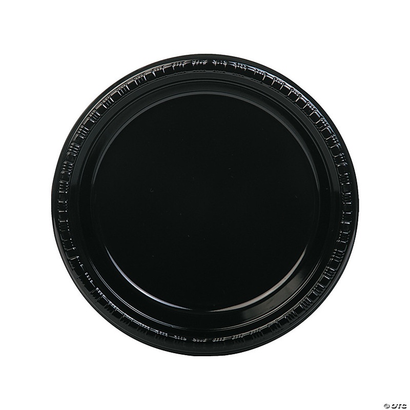 9 Black Disposable Plastic Dinner Plates - 20 Ct.