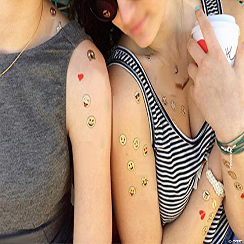 Big Mo's Toys 144 2 Temporary Emoji Tattoos - 16 Assorted Emoticon Styles