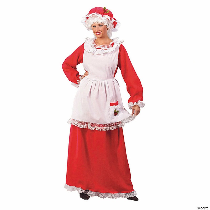 Womens Red & White Full-Length Dress Mrs. Claus Costume