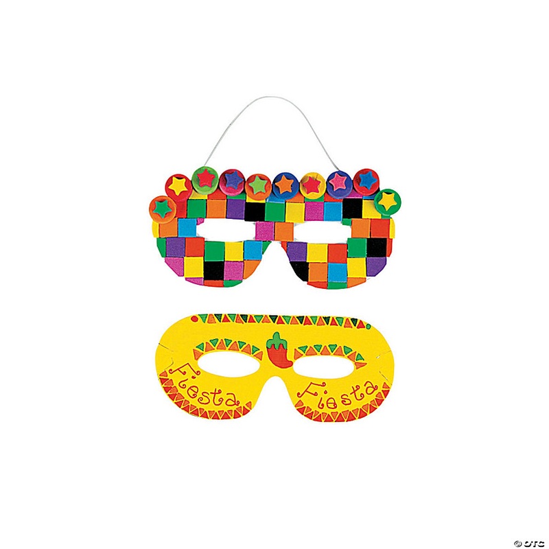 6 1/4 x 2 3/4 DIY White Plastic Eye Masks with Elastic Bands - 24 Pc.