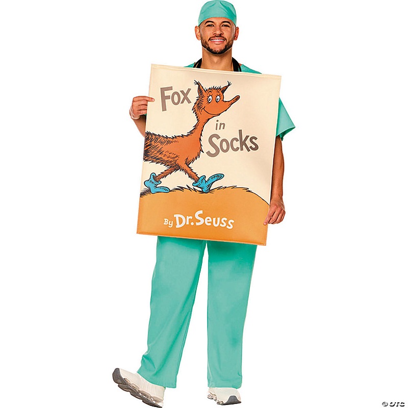 Adults QUIK CHANGE Dr. Seuss Fox in Socks Book Cover Costume - One Size