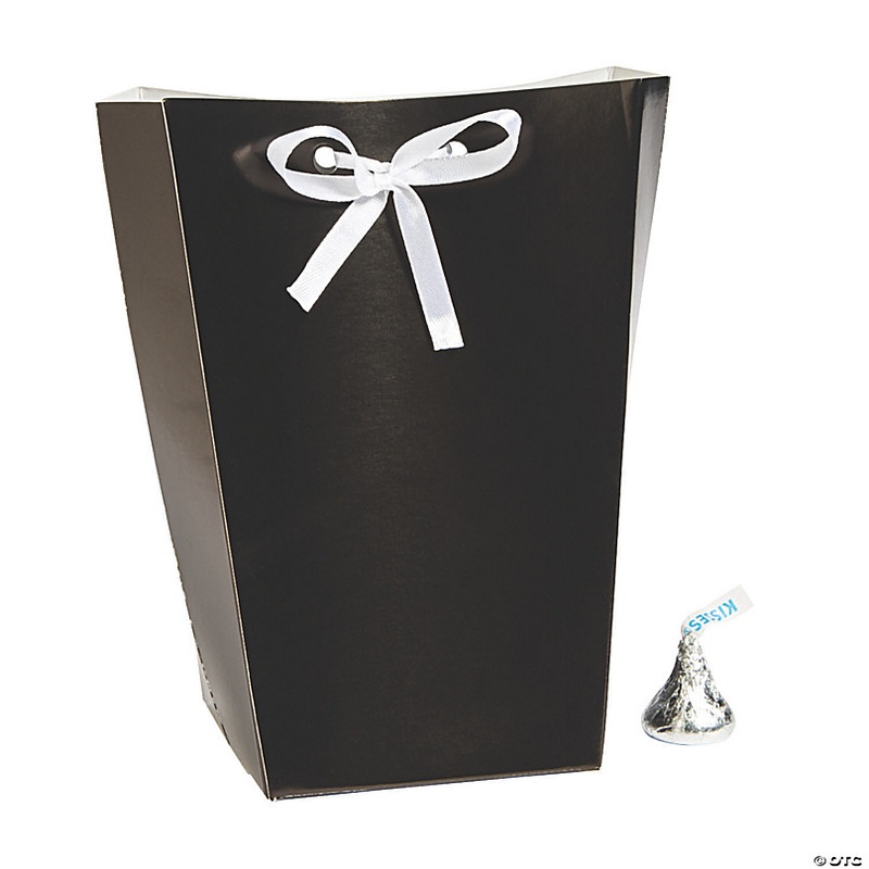 Large Black Favor Boxes with Ribbon - 24 Pc.