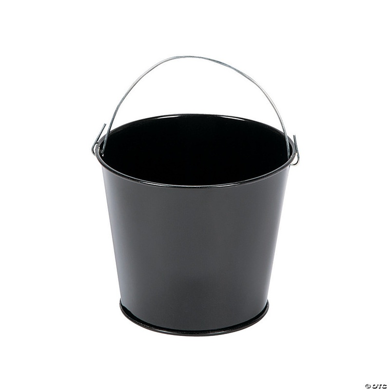 Mini Black Favor Pails - 12 Pc.