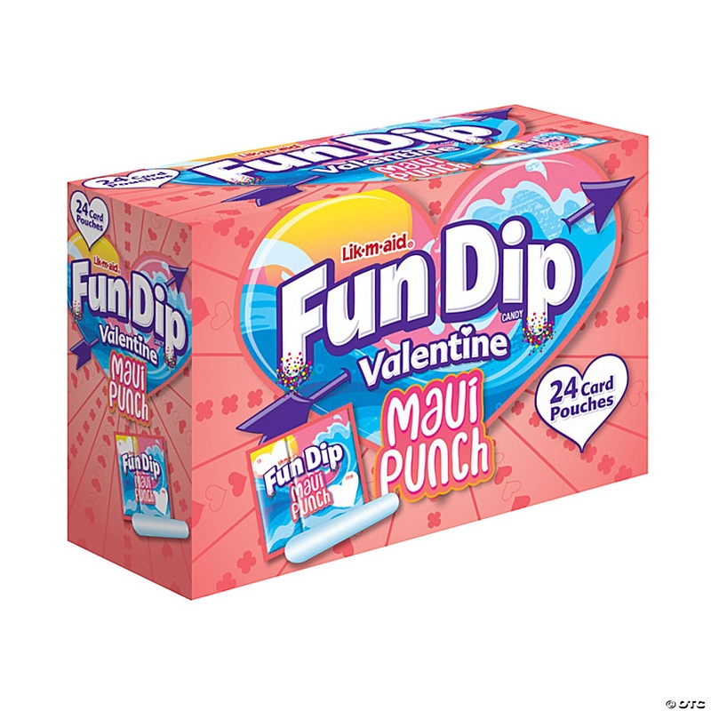 10.32 oz. Lik-m-aid Fun Dip Maui Punch Valentine Exchanges - 24 Pc.