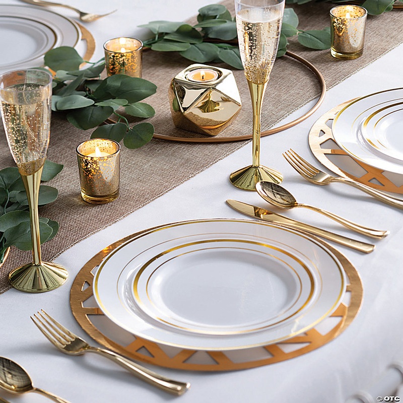 12 Goldtone Laser-Cut Cardstock Charger Placemats - 24 Pcs.