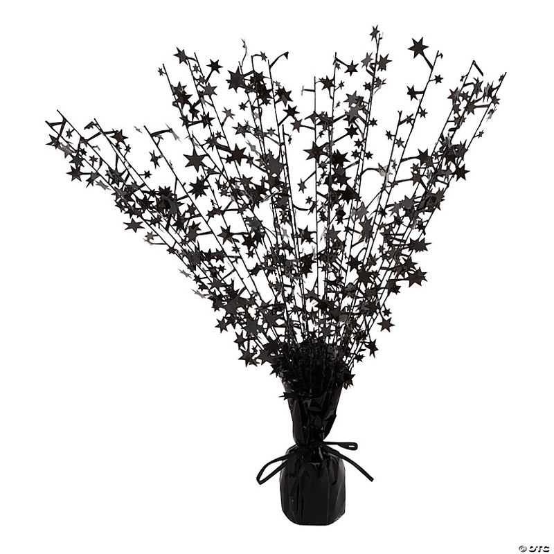 15 3/4 Black Plastic Foil Burst Spray Tabletop Centerpiece