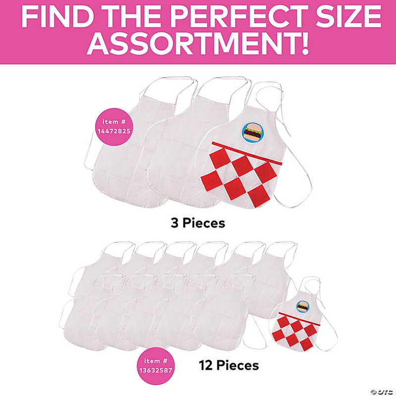 19 DIY Kids White Nonwoven Aprons with Ties - 12 Pc.