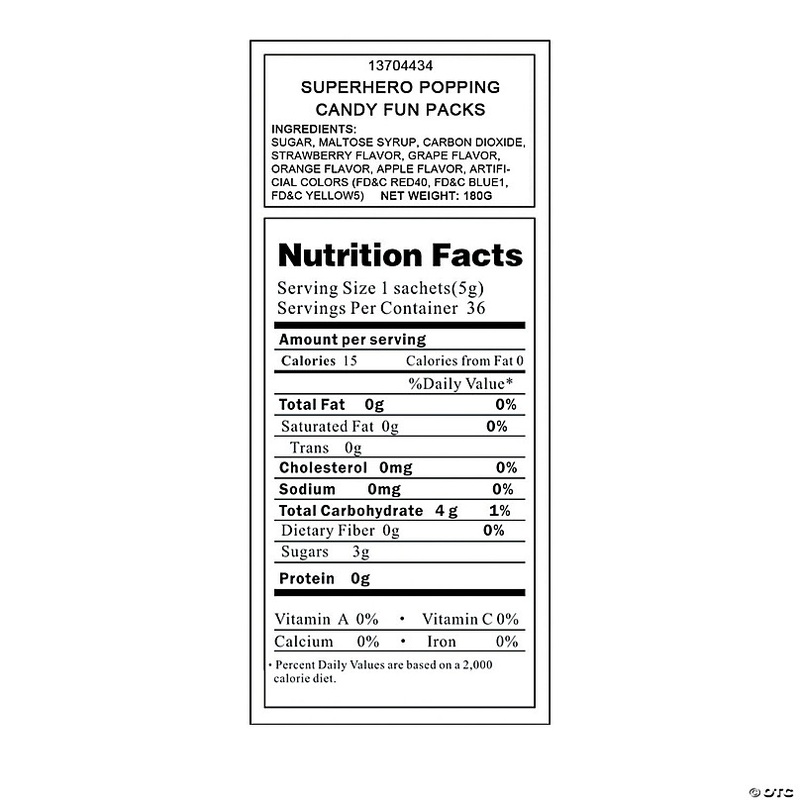 2 3/4 x 4 6 oz. Superhero Popping Candy Fun Packs - 36 Pc.