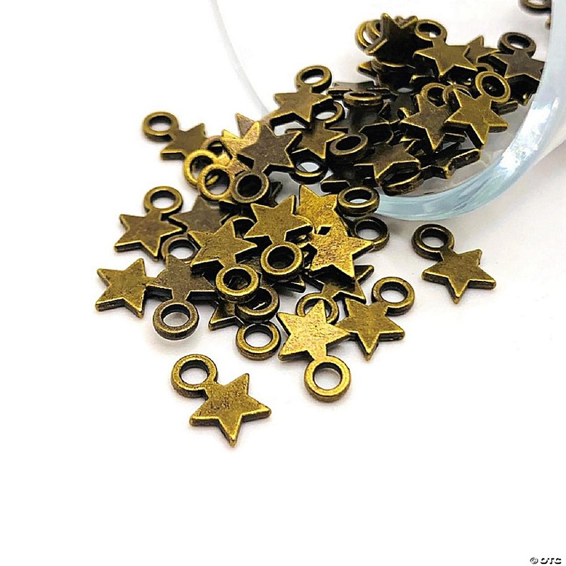 20 Small Bronze Star Charms