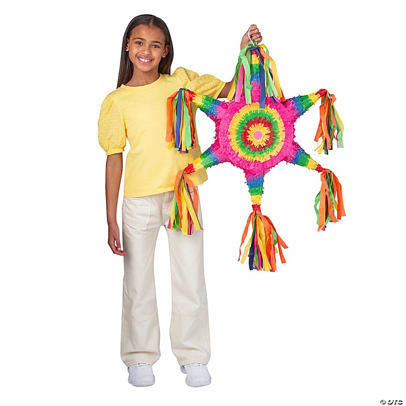4 x 25 Neon Star-Shaped Piata with Tassels Hanging Decoration