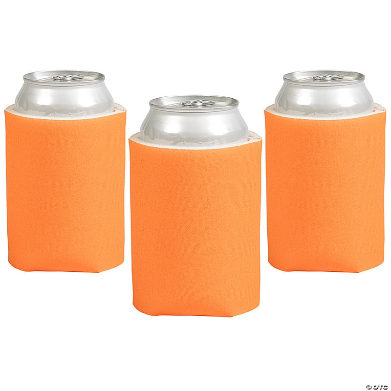 4 x 5 1/4 Soild Color Orange Foam Standard Can Coolers - 12 Pc.