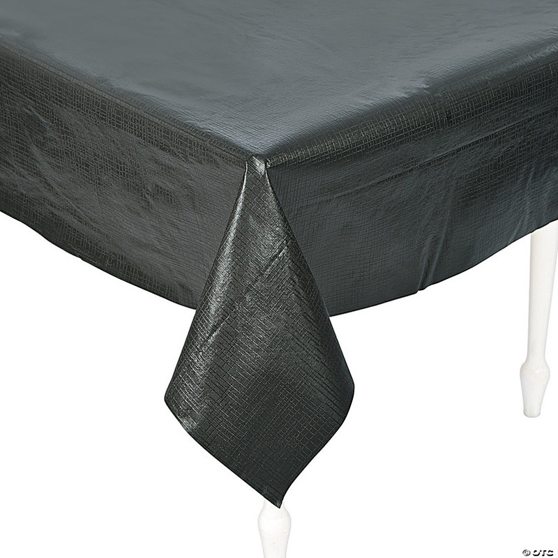 54 x 108 Black Rectangle Vinyl Tablecloth with Flannel Back