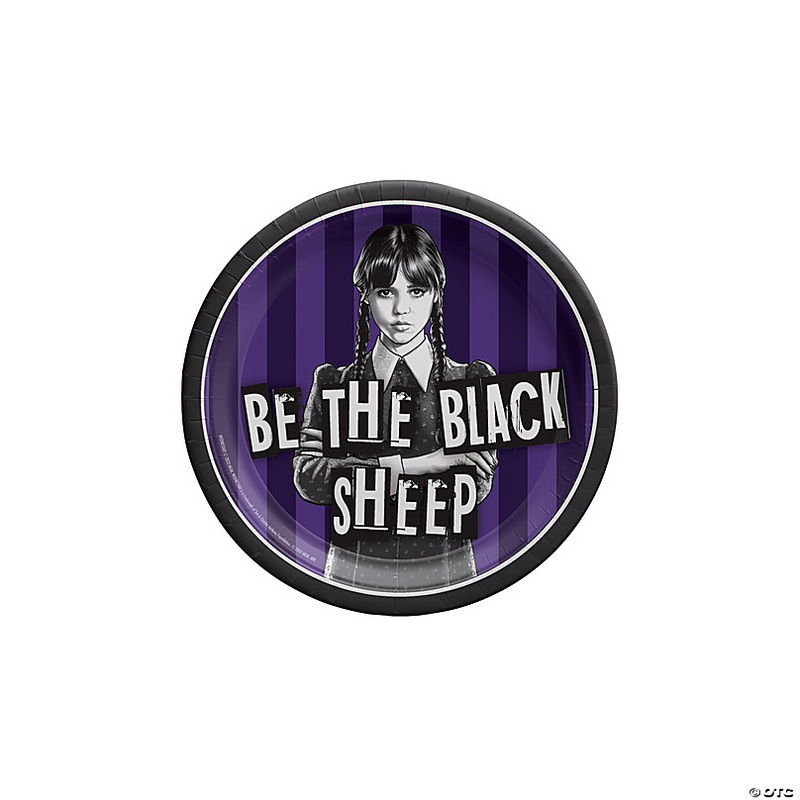 7 Wednesday Addams Party Be the Black Sheep Paper Dessert Plates - 8 Ct.