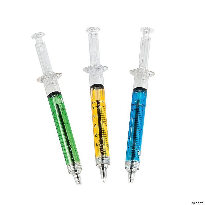 Assorted Colorful Syringe Pens - 12 Pc.