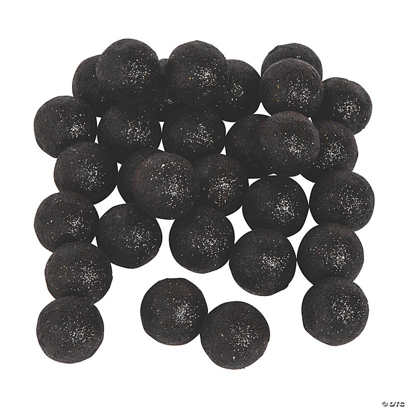 Black Glitter Ball Vase Filler - 40 Pc.