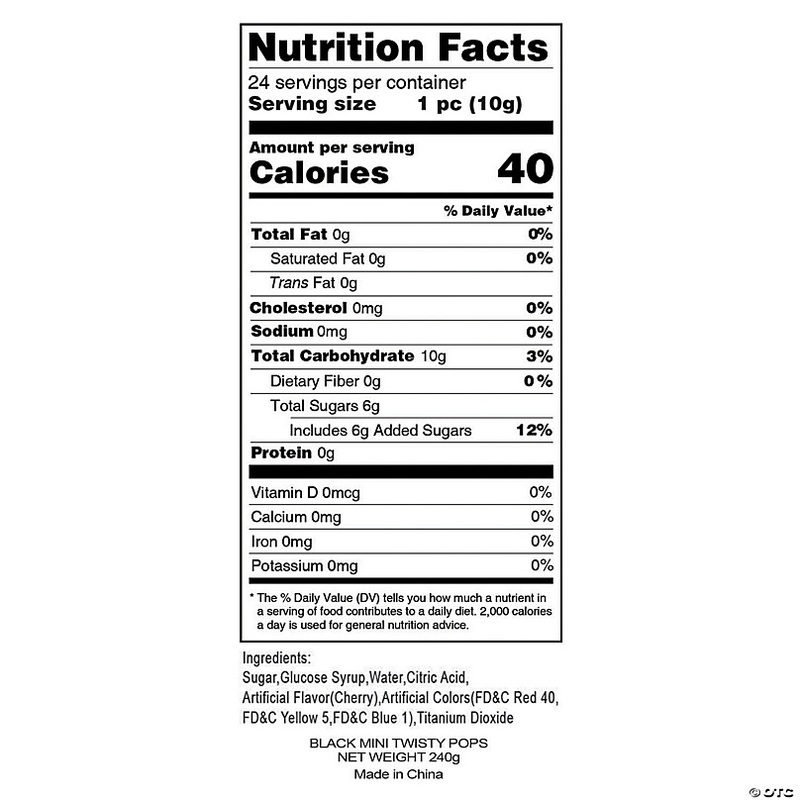 Black Mini Twisty Lollipops - 24 Pc.