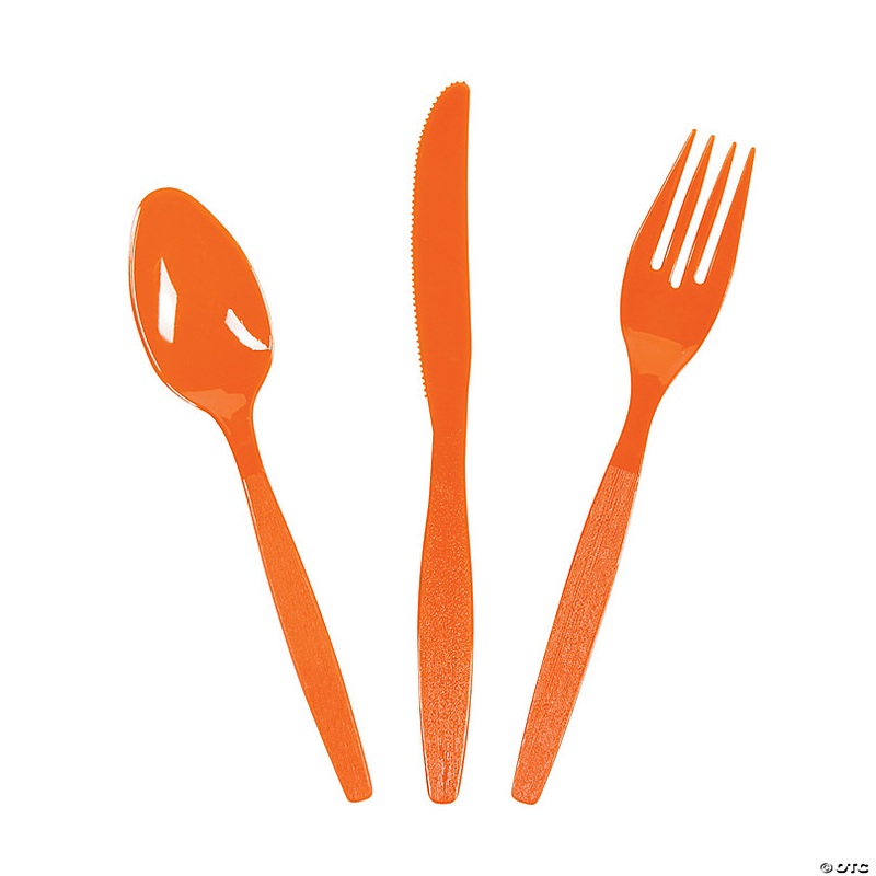 Bulk  210 Ct. Orange Plastic Cutlery Set