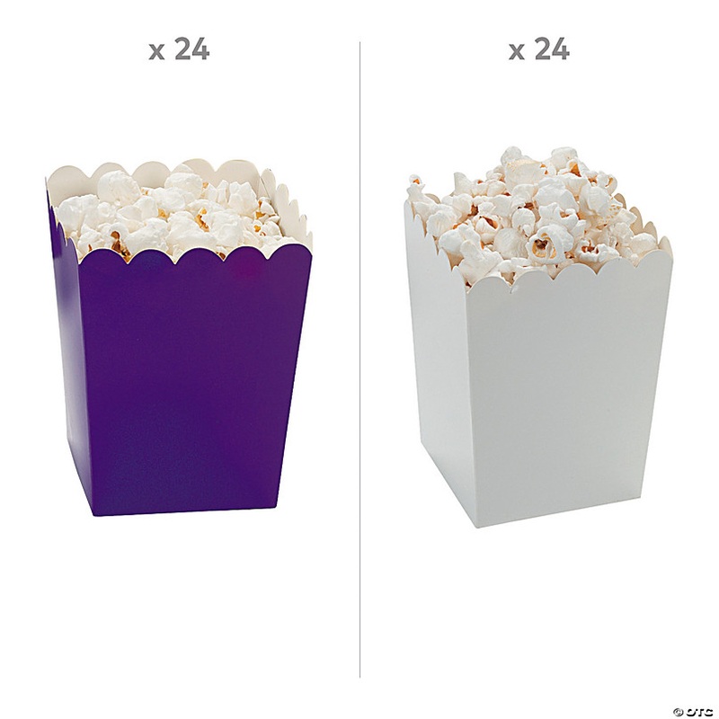 Bulk  48 Pc. Mini Purple & White Popcorn Box Assortment Kit