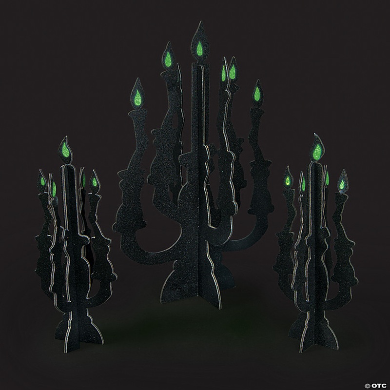 Candelabra Centerpieces with Glow-in-the-Dark Flames - 3 Pc.