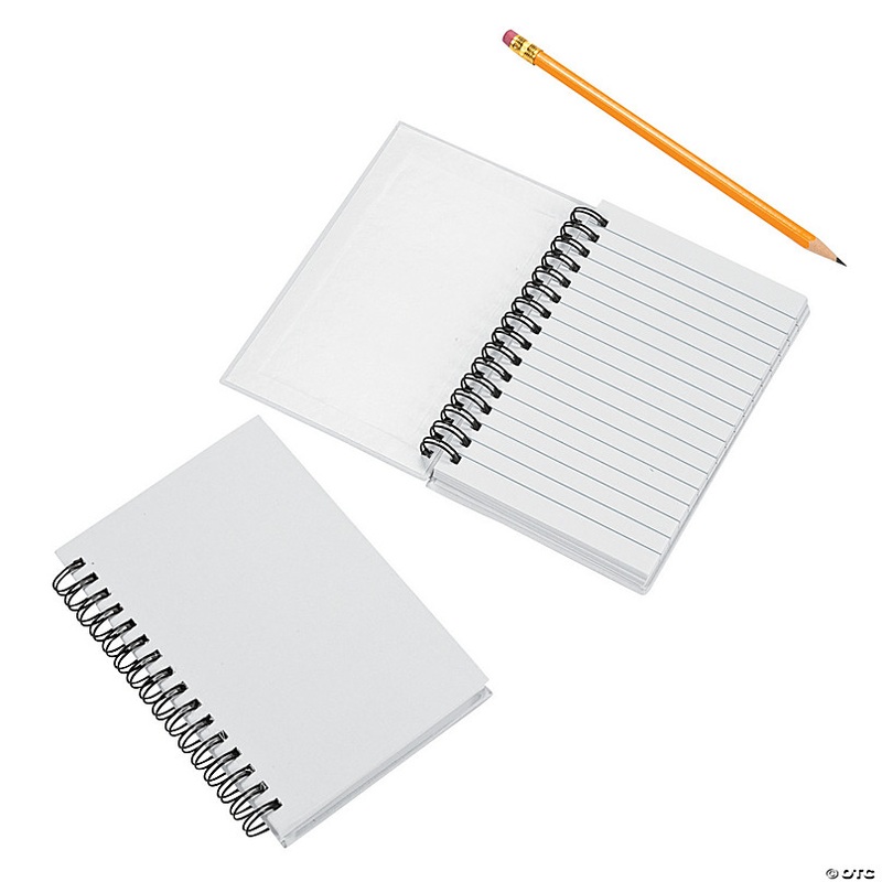Creative DIY White Paper Spiral Notebooks with Plain Covers - 12 Pc.