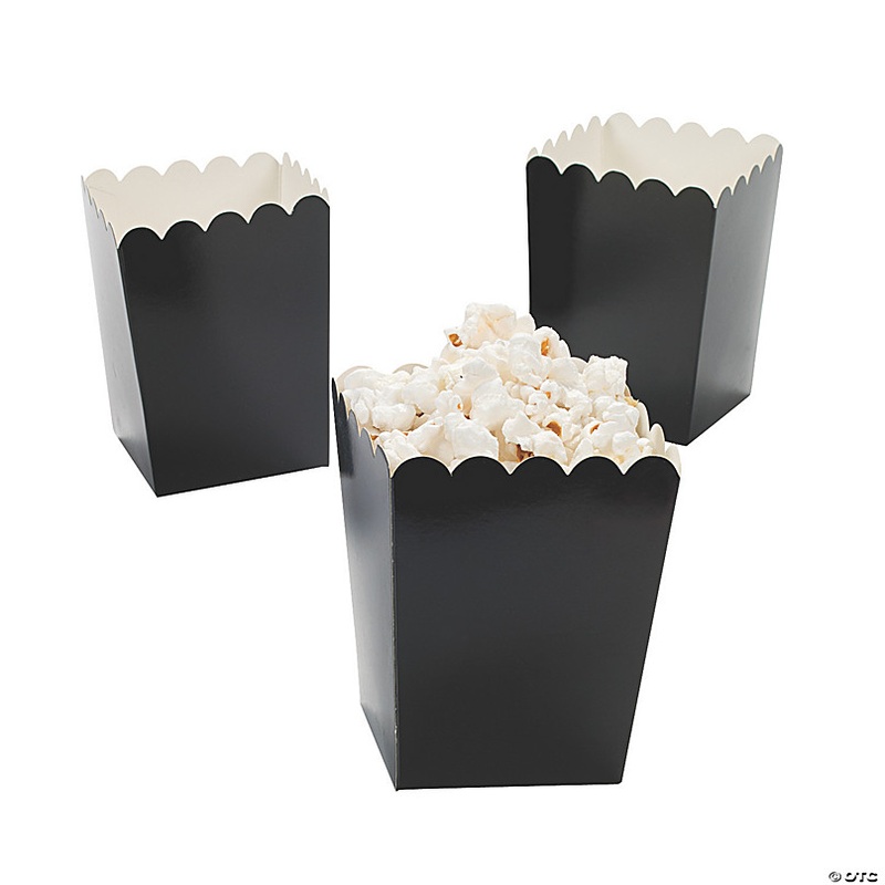 Mini Black Popcorn Boxes - 24 Pc.