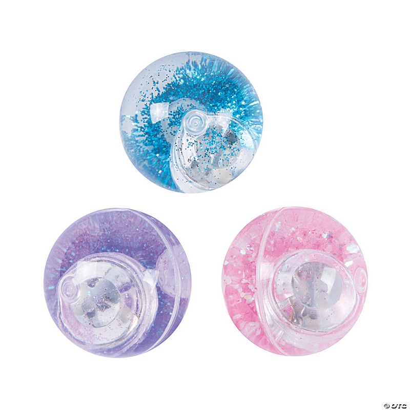 Mini Light-Up Glitter Bouncy Balls - 12 Pc.
