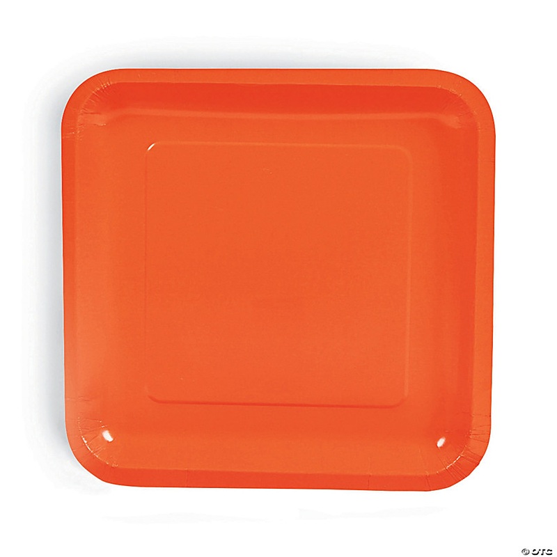 Orange Square Paper Dinner Plates - 24 Ct.