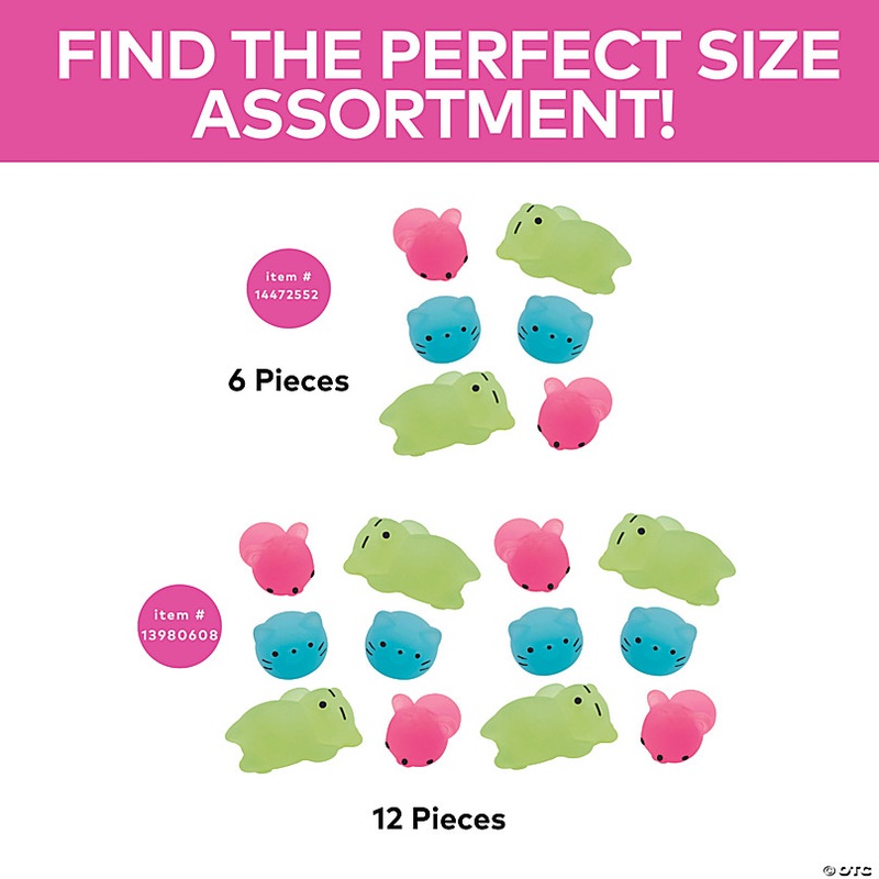 1 1/2 Mini Glow-in-the-Dark Rubber Mochi Squishies - 12 Pc.