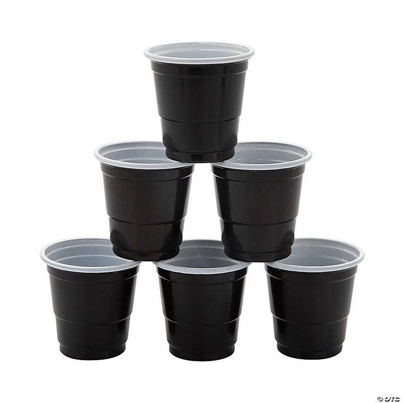 1.5 oz. Bulk 50 Ct. Black Party Cup Disposable Plastic Shot Glasses