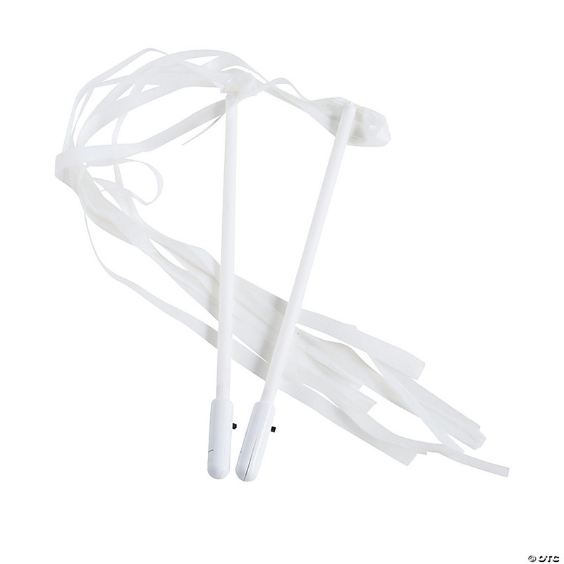 2 Ft. Light-Up White Ribbon Plastic Wands - 12 Pc.