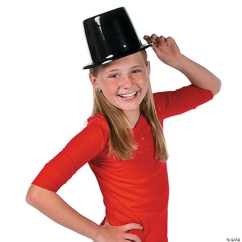 20 x 5 Kids Classic Black Plastic Top Hats - 12 Pc.
