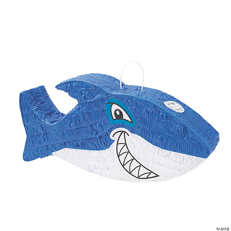 22 x 10 1/2 Jawsome Blue & White Grinning Shark Papier-mch Piata