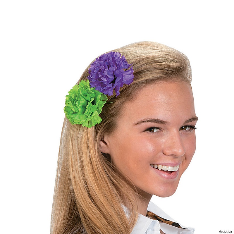 3 1/2 Bright Color Fiesta Flower Polyester Hair Clips  12 Pc.