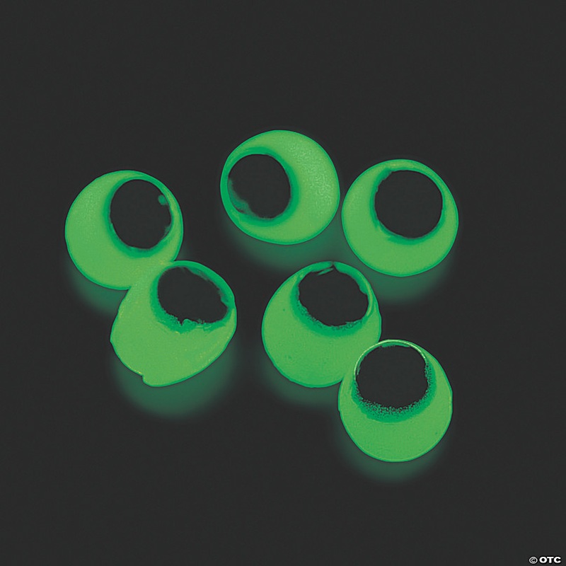 3/4 Bulk 48 Pc. Mini Gross Glow-in-the-Dark Vinyl Sticky Eyes