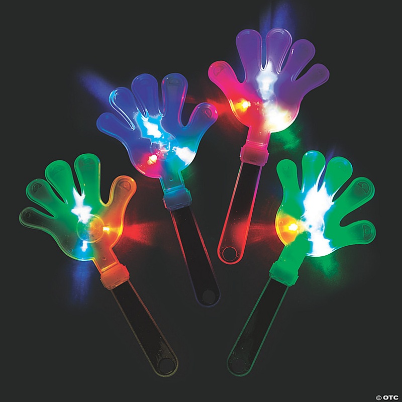 5 1/2 x 11 Large Light-Up Solid Color Plastic Hand Clappers - 12 Pc.