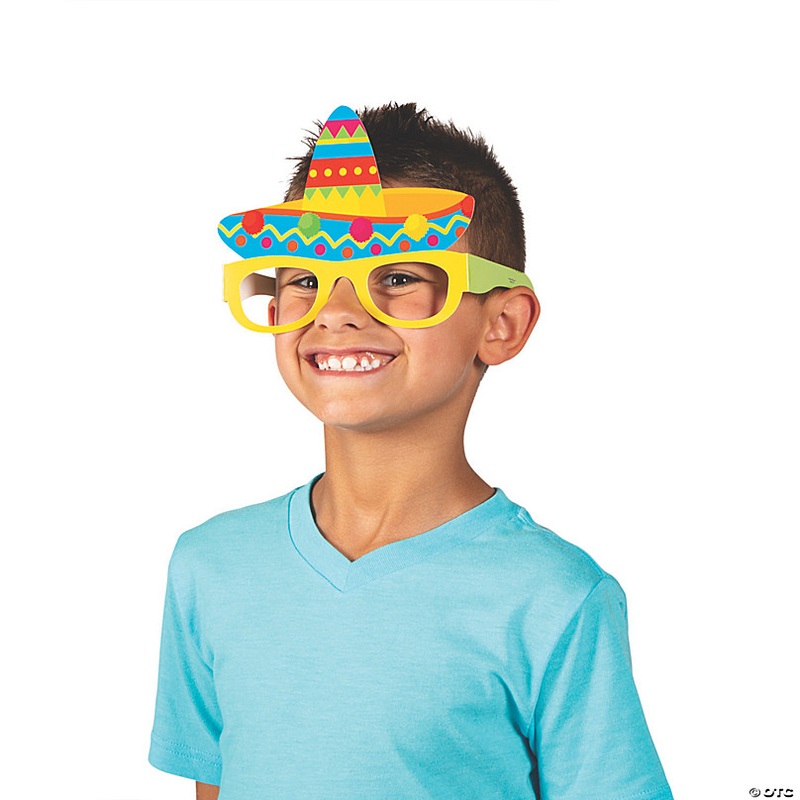 6 1/4 Fiesta Sombrero Party Paper Glasses - 12 Pc.