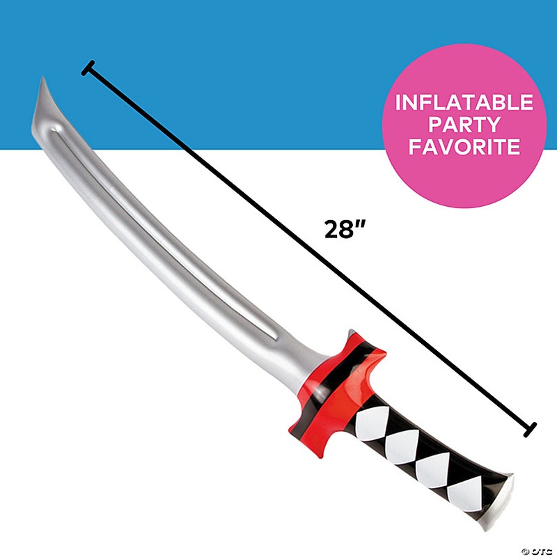 6 x 28 Inflatable Ninja Swords with Red Crossguard - 12 Pc.