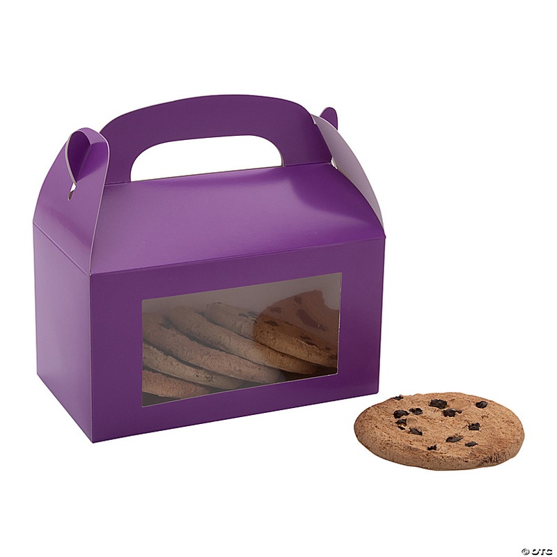 6 x 7 Purple Cardstock Treat Boxes with Display Window - 12 Pc.
