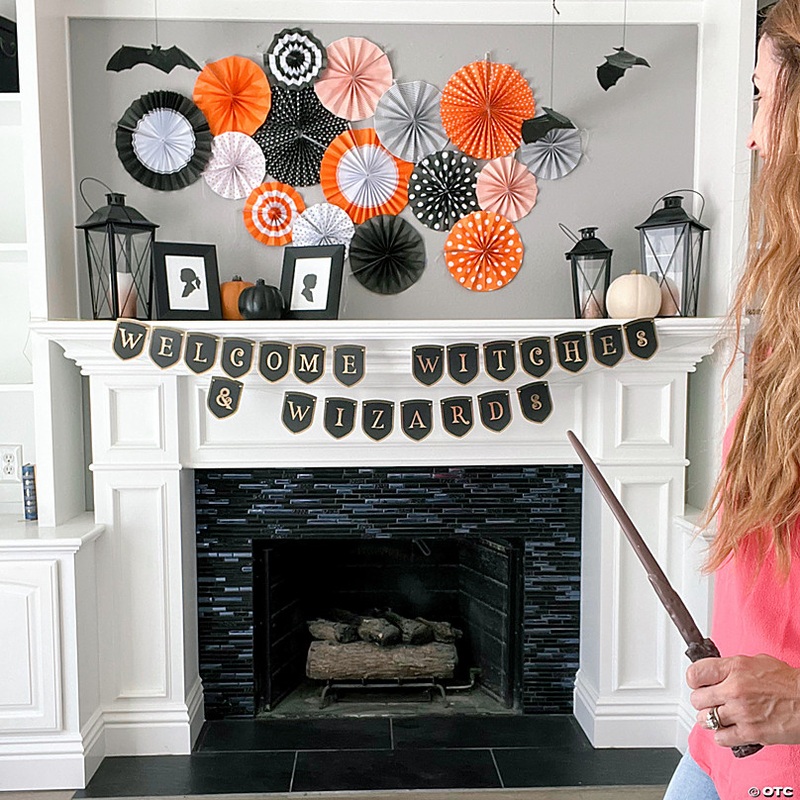 8 - 10 Black Hanging Paper Fan Assortment - 8 Pc.