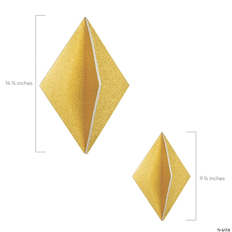 Gold Glitter Diamond Hanging Decorations - 4 Pc.