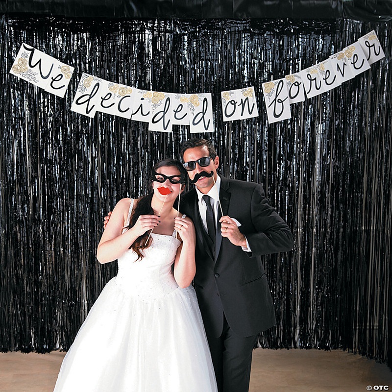 Large Black Metallic Fringe Backdrop Curtain