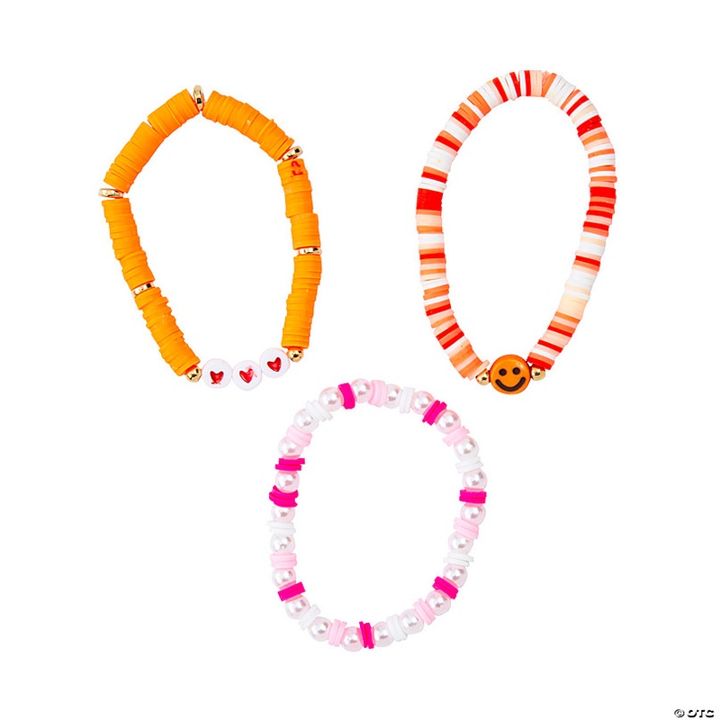 Orange Disc Bead Friendship Bracelets - 12 Pc.