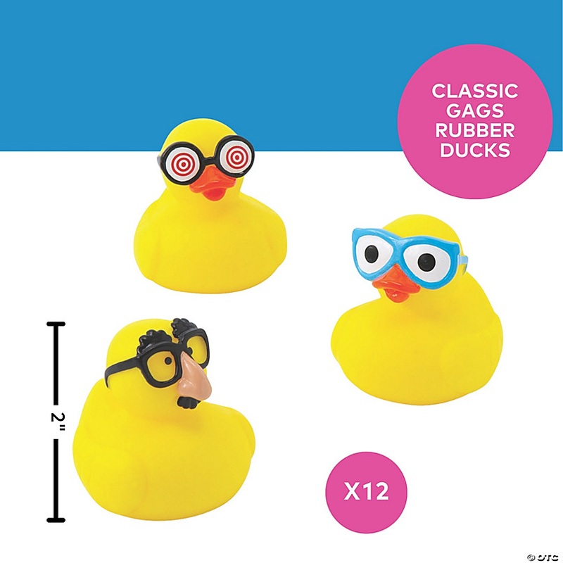 Quirky Classic Gags Rubber Ducks - 12 Pc. for Fun Prizes and Giveaways