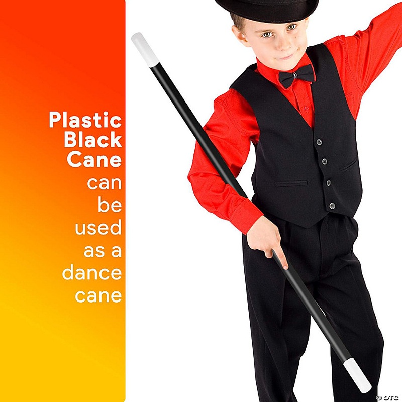 Skeleteen Black Cane 1920s Accessory - Theatrical Plastic Dance and Walking Canes Accessories with White Caps Prop for Adults and Children