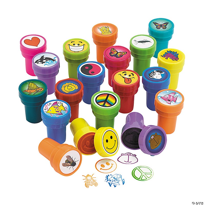 1 1/2 Bulk 50 Pcs. Colorful Fun Designs Stampers Assortment