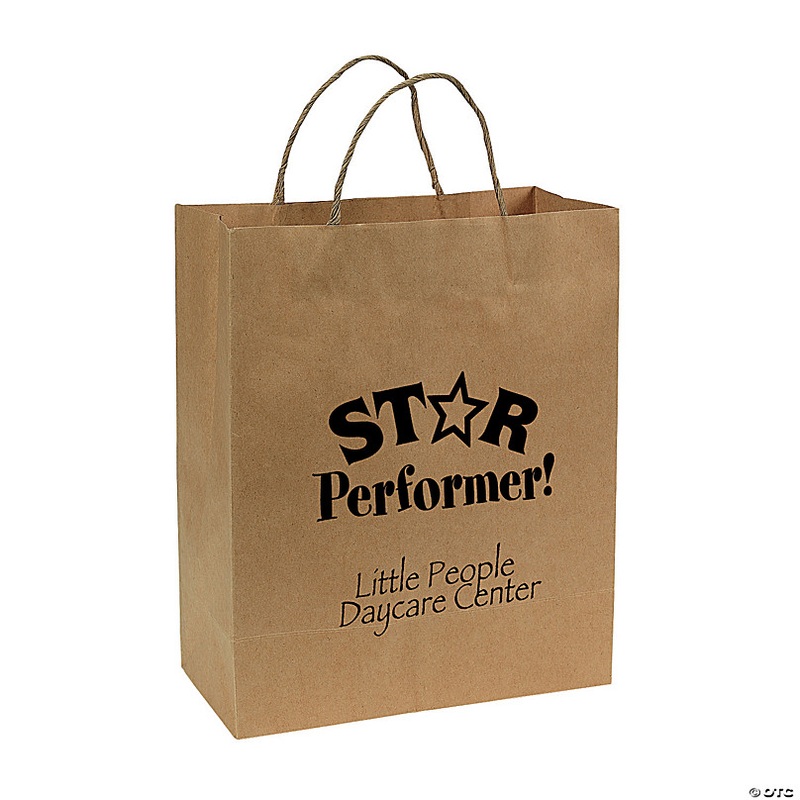 10 1/2 x 5 1/4 x 13 Large Brown Kraft Paper Gift Bags - 12 Pc.