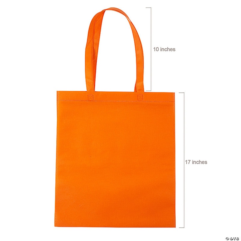 15 x 17 Large Orange Tote Bags - 12 Pc.