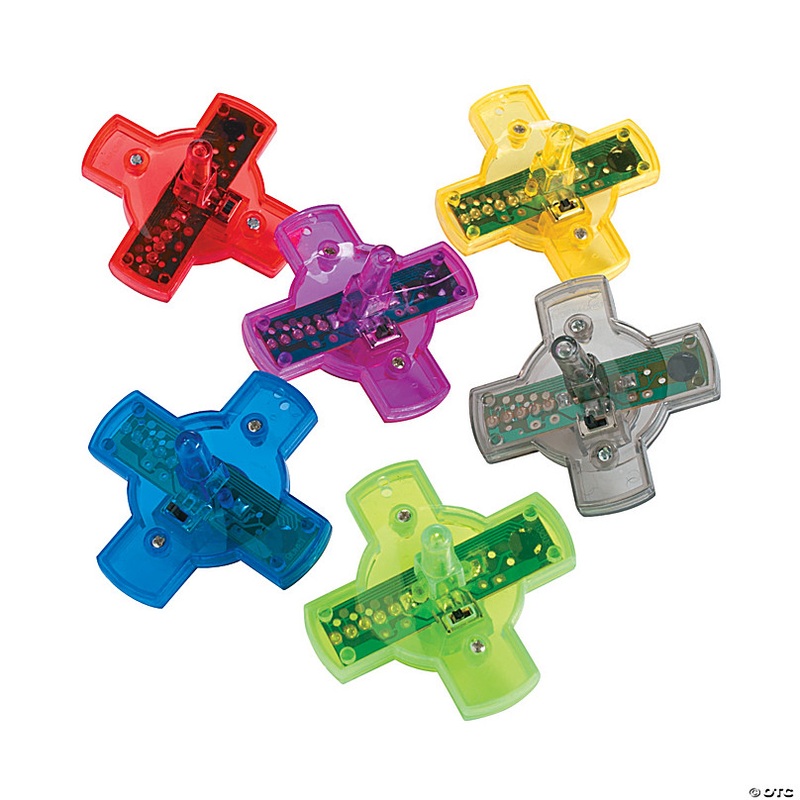 2 1/4 Light-Up Bright Solid Color Plastic Spin Tops - 12 Pc.