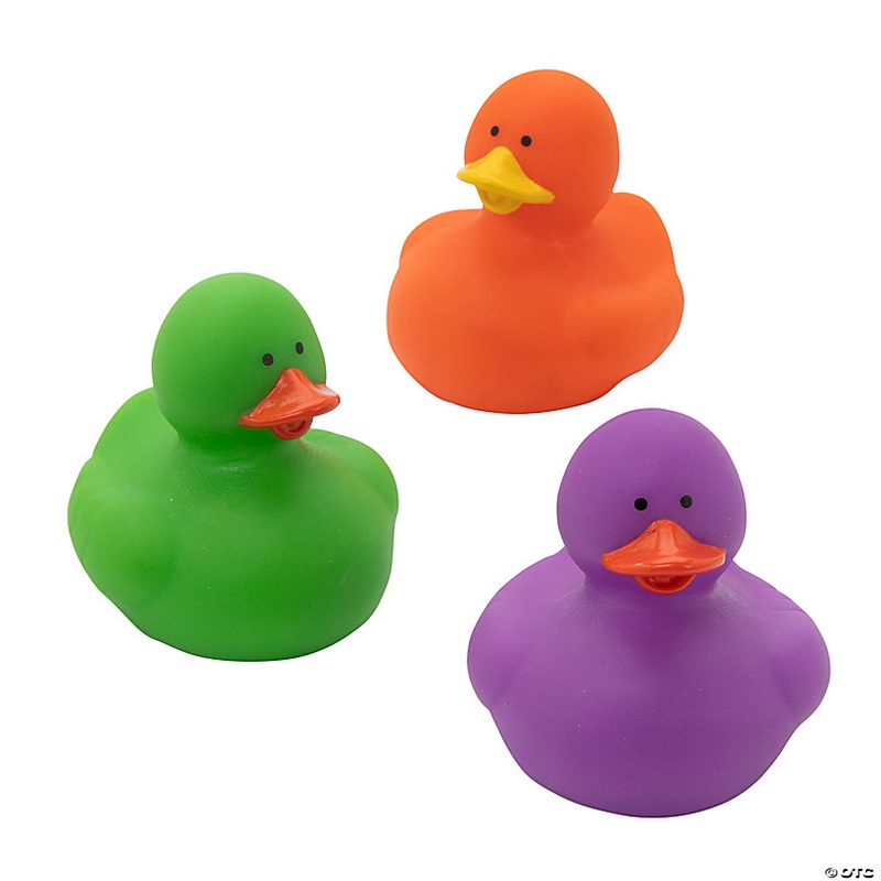 2 Secondary Color Orange, Purple & Green Rubber Duck Assortment  36 Pc.